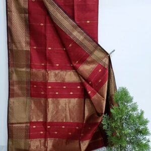 Diamond Border Cotton Flower Buti Maheshwari Saree